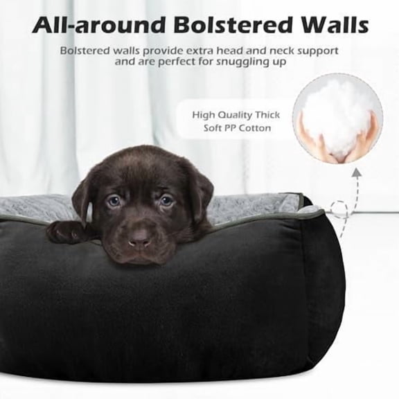 Medium Dog Bed Rectangle Washable Orthopedic Soft Calming Sleeping Pet Cuddler with Anti-Slip Bottom