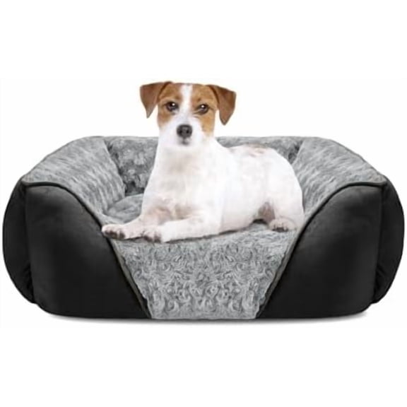 Medium Dog Bed Rectangle Washable Orthopedic Soft Calming Sleeping Pet Cuddler with Anti-Slip Bottom