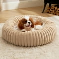 thumbnail image 1 of Medium Dog Bed - Washable Faux Fur with Corduroy Fleece & Anti Slip Bottom, Round Pet Bed with Removable Cover, Sandy Tan, 30x30x8 inches, 1 of 13