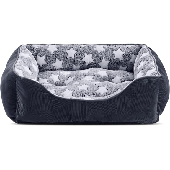 Black Medium Orthopedic Dog Bed 30x24x9 Inch, Washable Sofa Cuddler with Anti Slip Bottom for Puppy Calming Warming