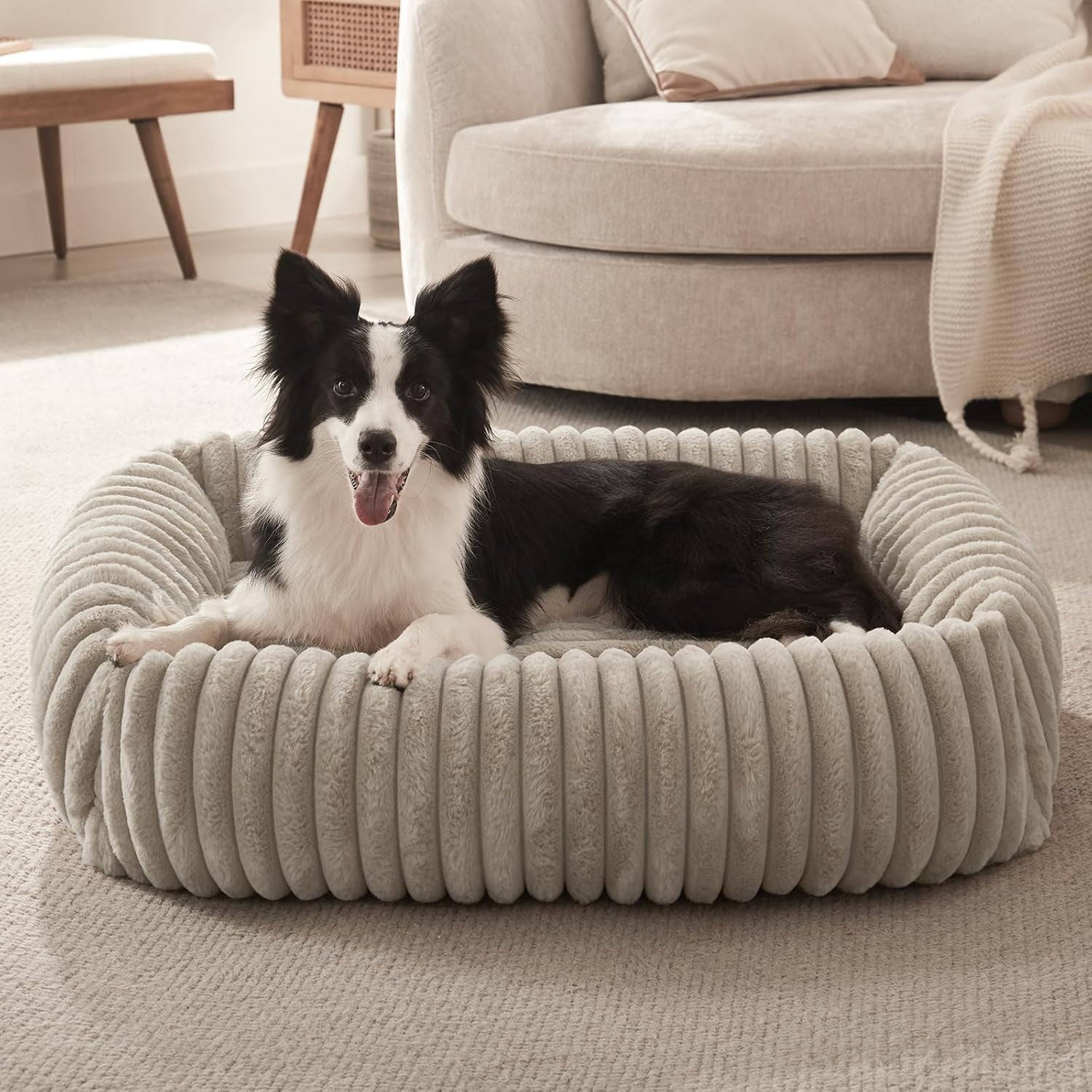 Medium Dog Beds for Medium Dogs Washable, Orthopedic Dog Bed, Rectangle Warming Soft Calming Sleeping Puppy Bed Durable Pet Bed with Anti-Slip Bottom