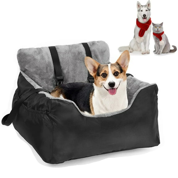 Medium Dog Car Seat, Dog Beds for Car, Pet Booster Seat, Fully Detachable and Washable, with Clip-on Safety Leash, Adjustable Straps for Small Pets up to 45lbs, Travel Carrier Bed