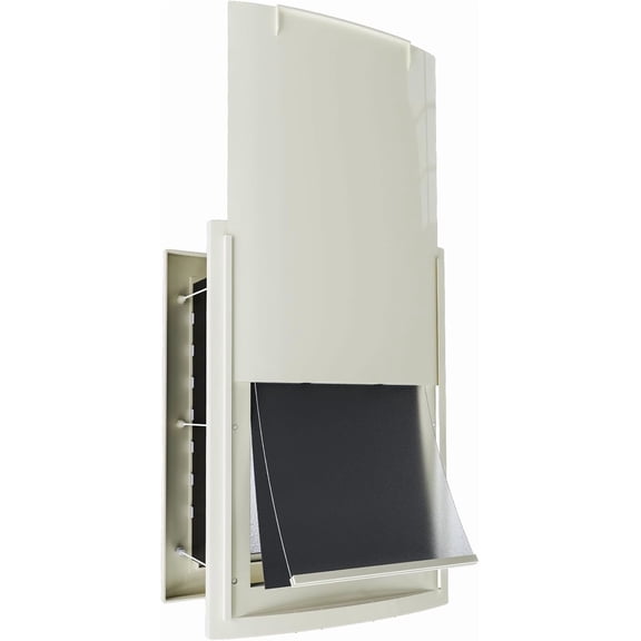 Medium Dog Door for Wall with Telescoping Tunnel, Double Magnetic Flaps and Sliding Lock Panel – 3 Flap Pet Door for Dogs and Cats, Easy Installation, White
