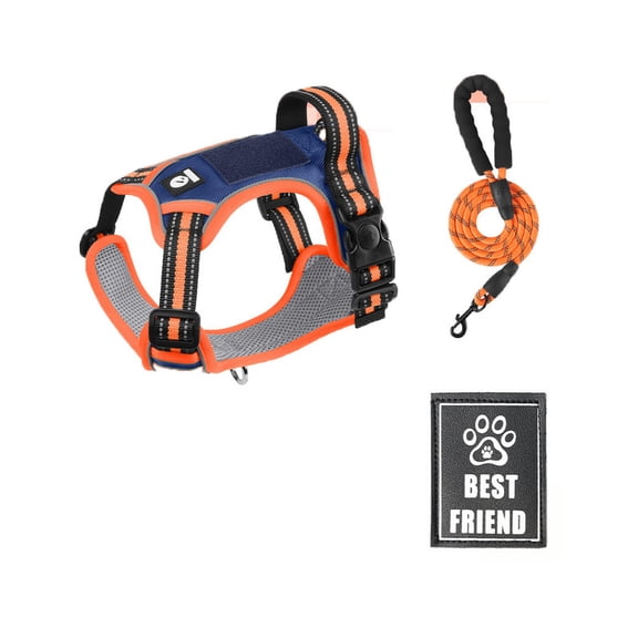 Medium Dog Vest Harness with Leash and&nbsp;Velcro，Outdoor Breathable and Wear-Resistant Pet Chest Harness,with Reflective Strip Adjustable&nbsp;Waterproof Jacket