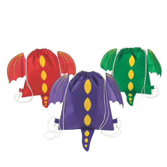Medium Dragon Drawstring Bags, Apparel Accessories, Birthday, Party Favors, 12 Pieces