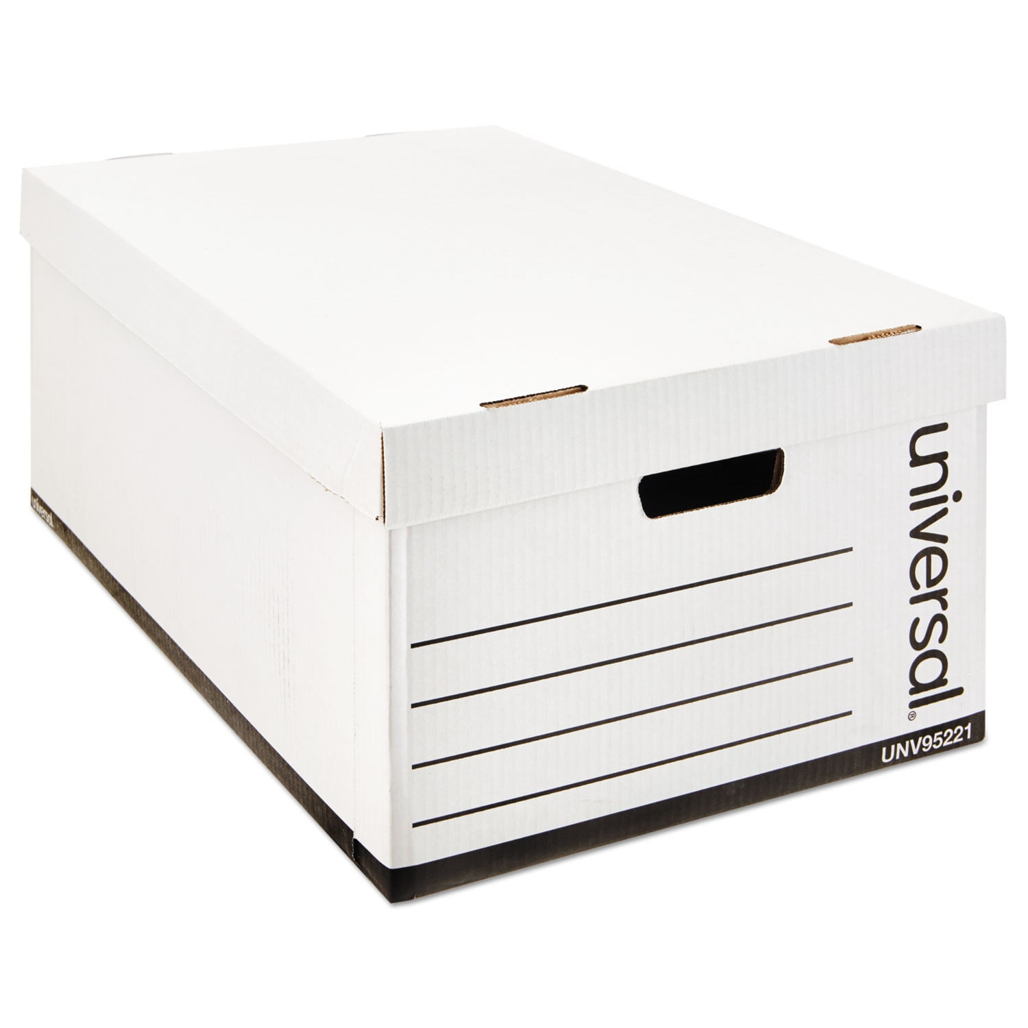 White Corrugated Fiberboard Legal File Storage Box with Lift-Off Lid