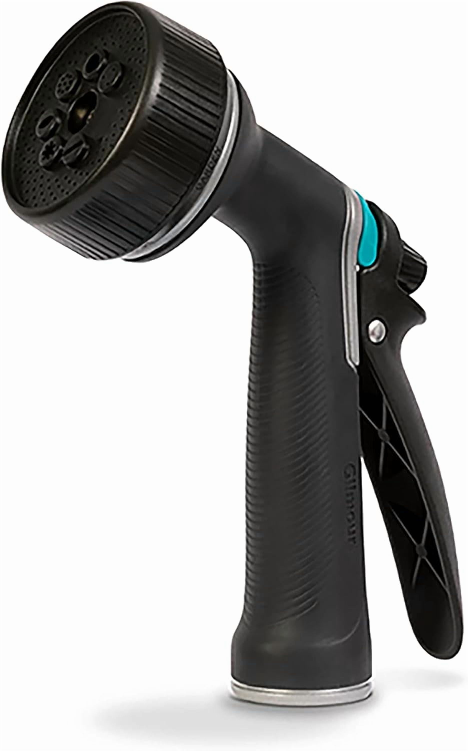 Medium Duty Garden Hose Nozzle with 7 Adjustable Spray Patterns, Water Hose Nozzle for Watering Garden or Lawn, Black