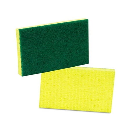Medium-Duty Scrubbing Sponge 3 1/2 x 6 1/4, Yellow/Green, 20/Carton