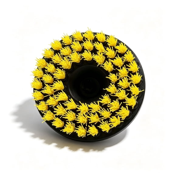 Medium Duty Spinner Multi-Surface Drill Brush Attachment (Fits Any Standard Drill - Power Scrubber Removes Stains & Cleans Floor Mats, Upholstery & Carpets), Yellow
