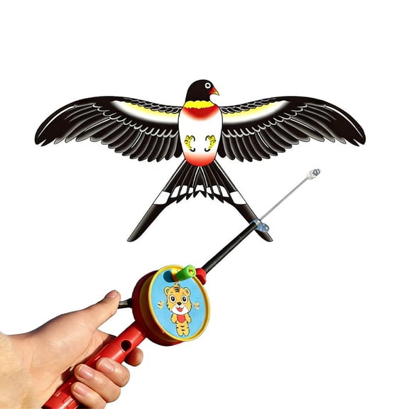Medium Dynamic Eagle + Fishing Rod Fishing Rod Dynamic Kite Kite Children'S Outdoor Handheld Small Kite Fishing Rod Kite