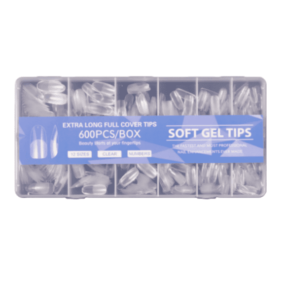 Medium Elliptical Transparent Half-Surfaced Matte Finish Fake Nail Tips - 600PCS Clear Acrylic Nails Full Cover Press on Nails for DIY Nail Art, 12 Sizes