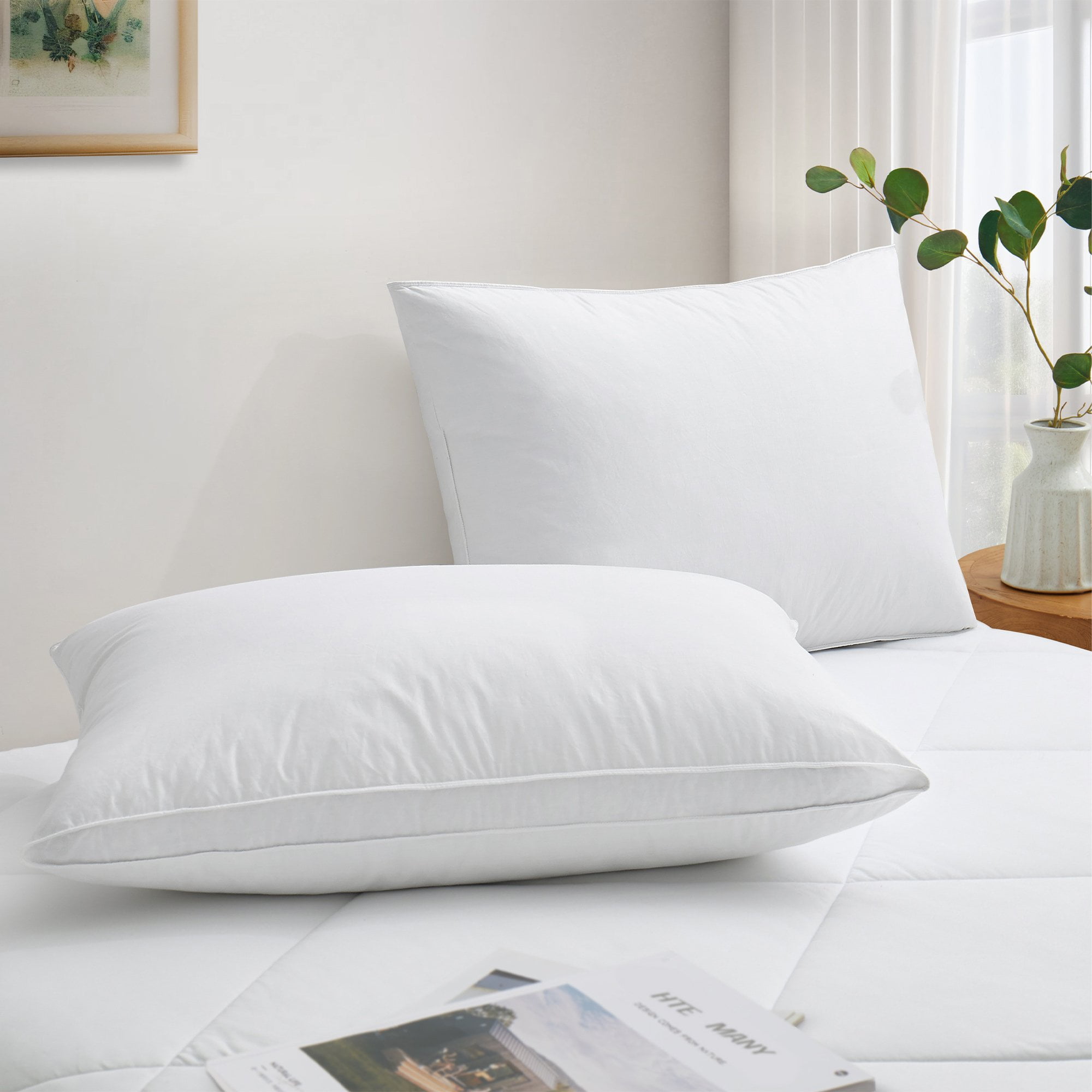 2 Pack Goose Feather Pillow Gusseted Pillow Hotel Collection Bed Pillows Walmart