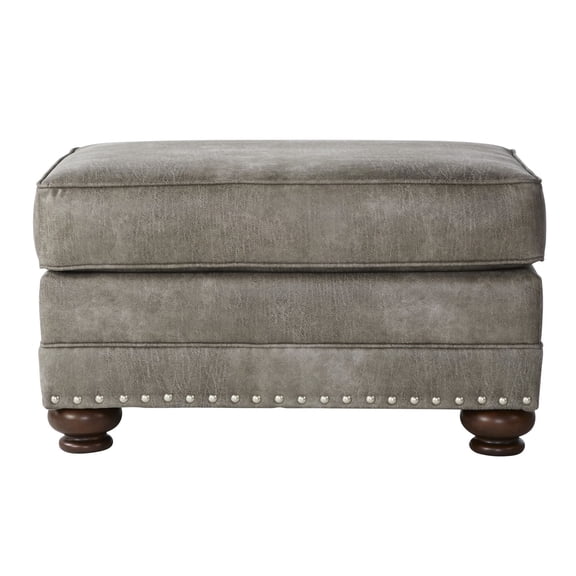 Medium-Firm Seat, Backless Style | Stone Gray Upholstery | For Living Room Use + Cozy and Attractive