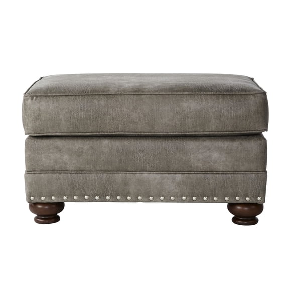 Medium-Firm Seat Stone Gray Ottoman / Complements Traditional Decor
