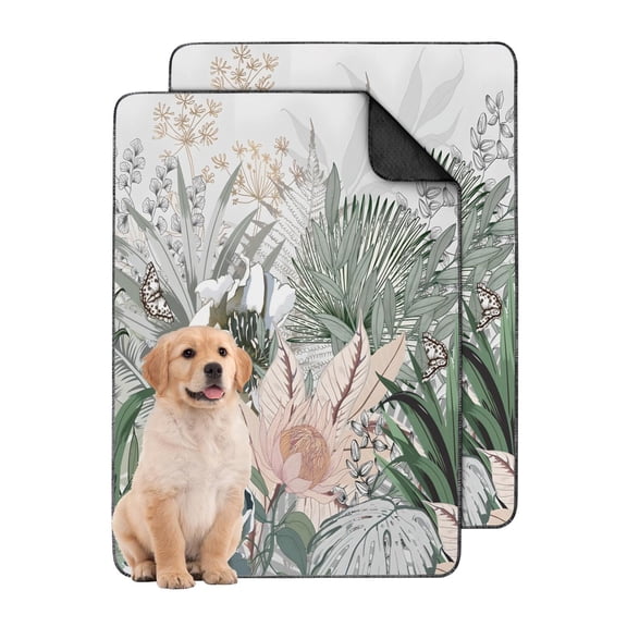 Medium Floral Pattern Washable Dog Mats 2-Count, 24x35 Inch Reusable Puppy Pads, Highly Absorbent Pet Floor Mat for Indoor Protection