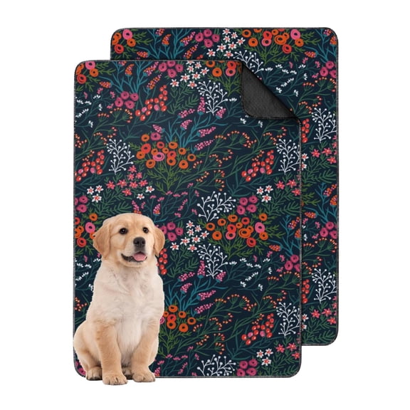 Medium Floral Pattern Washable Dog Mats 2-Count, 24x35 Inch Reusable Puppy Pads, Highly Absorbent Pet Floor Mat for Indoor Protection