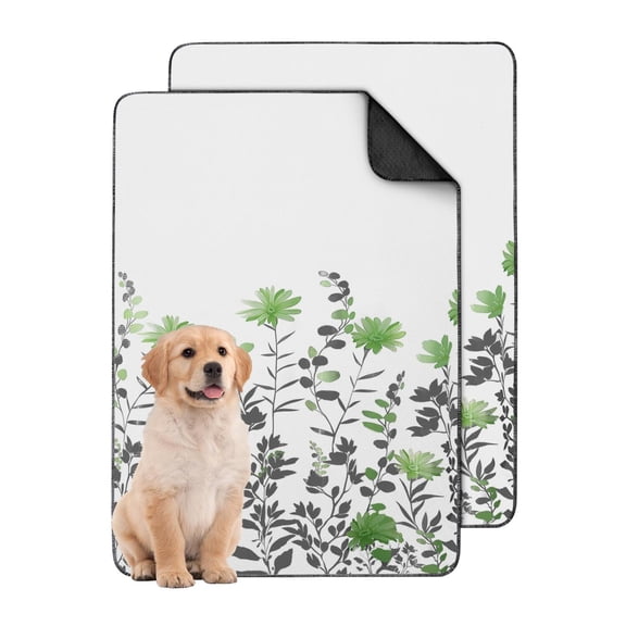 Medium Floral Print Washable Puppy Pads 2-Count, 24x35 Inch Reusable Dog Potty Mats, Highly Absorbent Training Pads for Indoor Crate and Floor Use