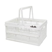 Foldable Storage Basket with Handles, Collapsible Crate Organizer for Home, Office, Car, White