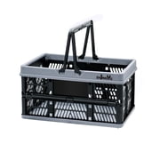 Foldable Storage Basket with Handles, Collapsible Crate Organizer for Home, Office, Car, Black