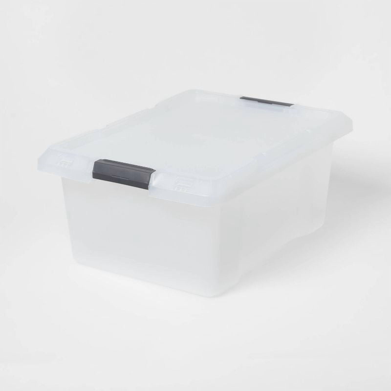 Medium Frosted Latching Storage Box: Stackable Polypropylene Tote with ...