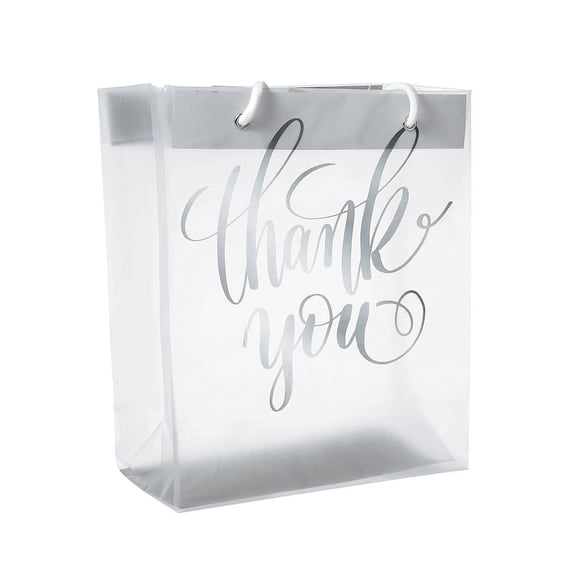 Medium Frosted Thank You Gift Bags, Party Supplies, Wedding, 12 Pieces