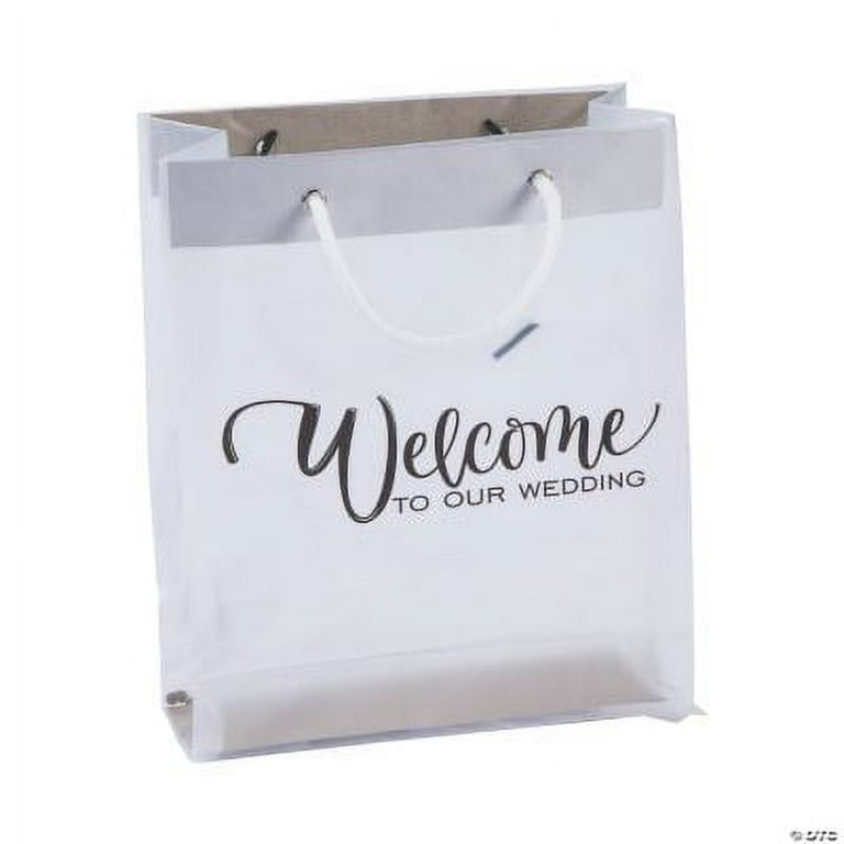 Medium Frosted Wedding Welcome Gift Bags, Wedding, Party Supplies, 12 Pcs, White