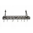 thumbnail image 1 of Medium Gauge Wall-Mount Bookshelf Pot Rack with 8 Hooks, Matte Black, 1 of 1