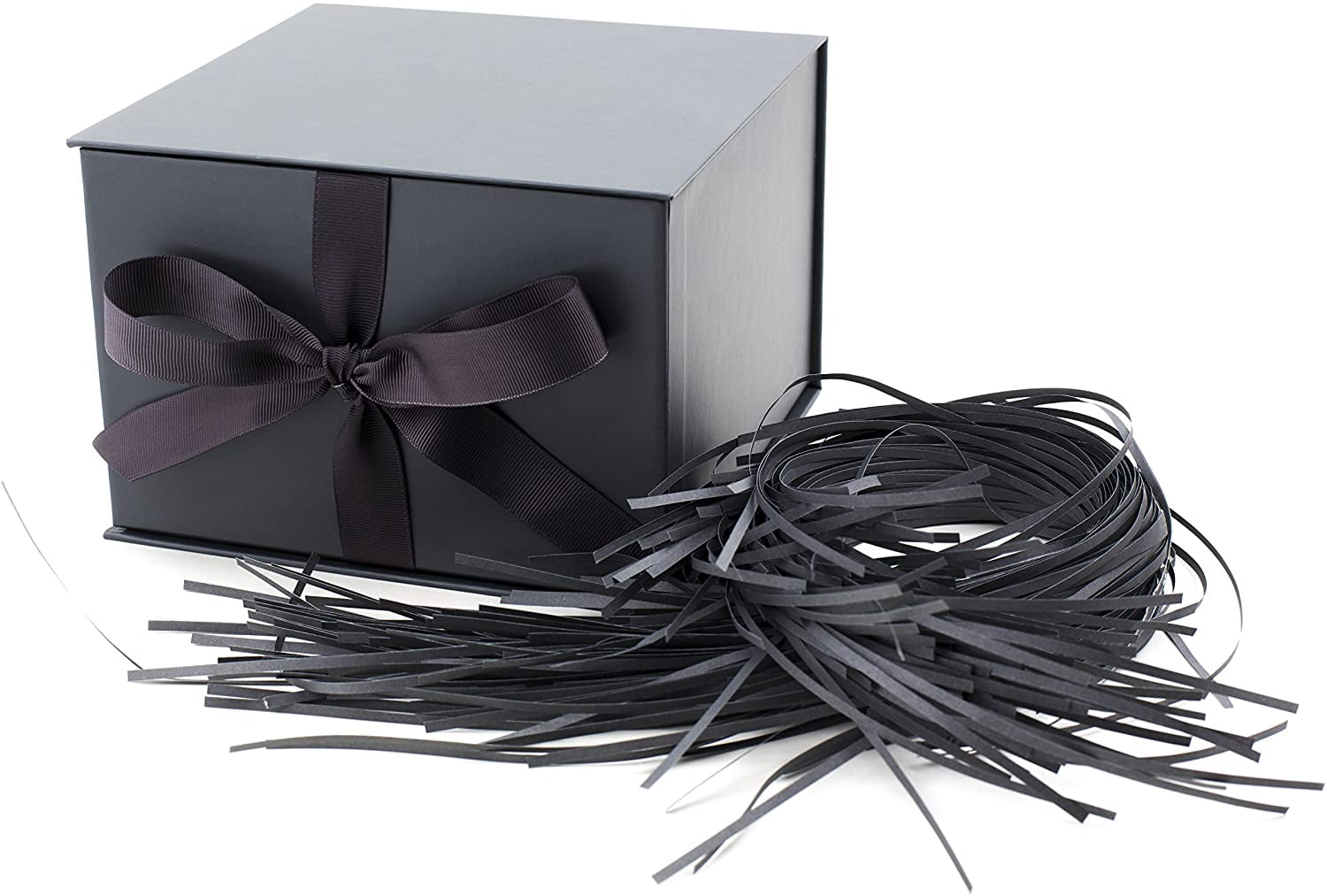 Medium Gift Box with Lid and Shredded Paper Fill (Gray 7 inch Box) for ...