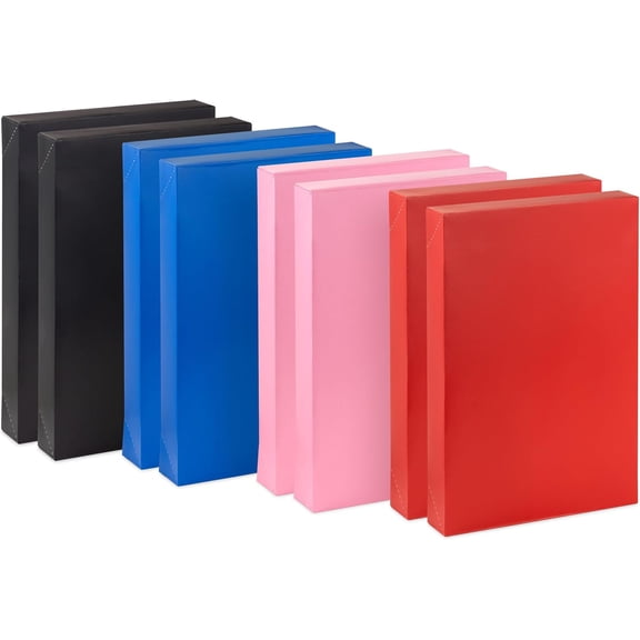 Medium Gift Boxes with Lids (8 Shirt Boxes, 2 Each: Red, Pink, Blue, Black) for Birthdays, Baby Showers, Valentine's Day, Mother's Day, Father's Day
