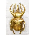thumbnail image 1 of Medium Gold Resin 3 Horned Rhinoceros Beetle Wall Decor Or Tabletop Figurine, 1 of 10