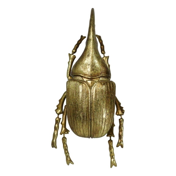 Medium Gold Resin Hercules Rhinoceros Beetle Wall Decor Or Tabletop Figurine