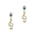 thumbnail image 1 of Medium Gold Tone Clef with Crystal - Green Crystal Paw Earrings, 1 of 1