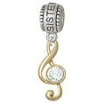 thumbnail image 1 of Medium Gold Tone Clef with Crystal - Sister Charm Bead, 1 of 1