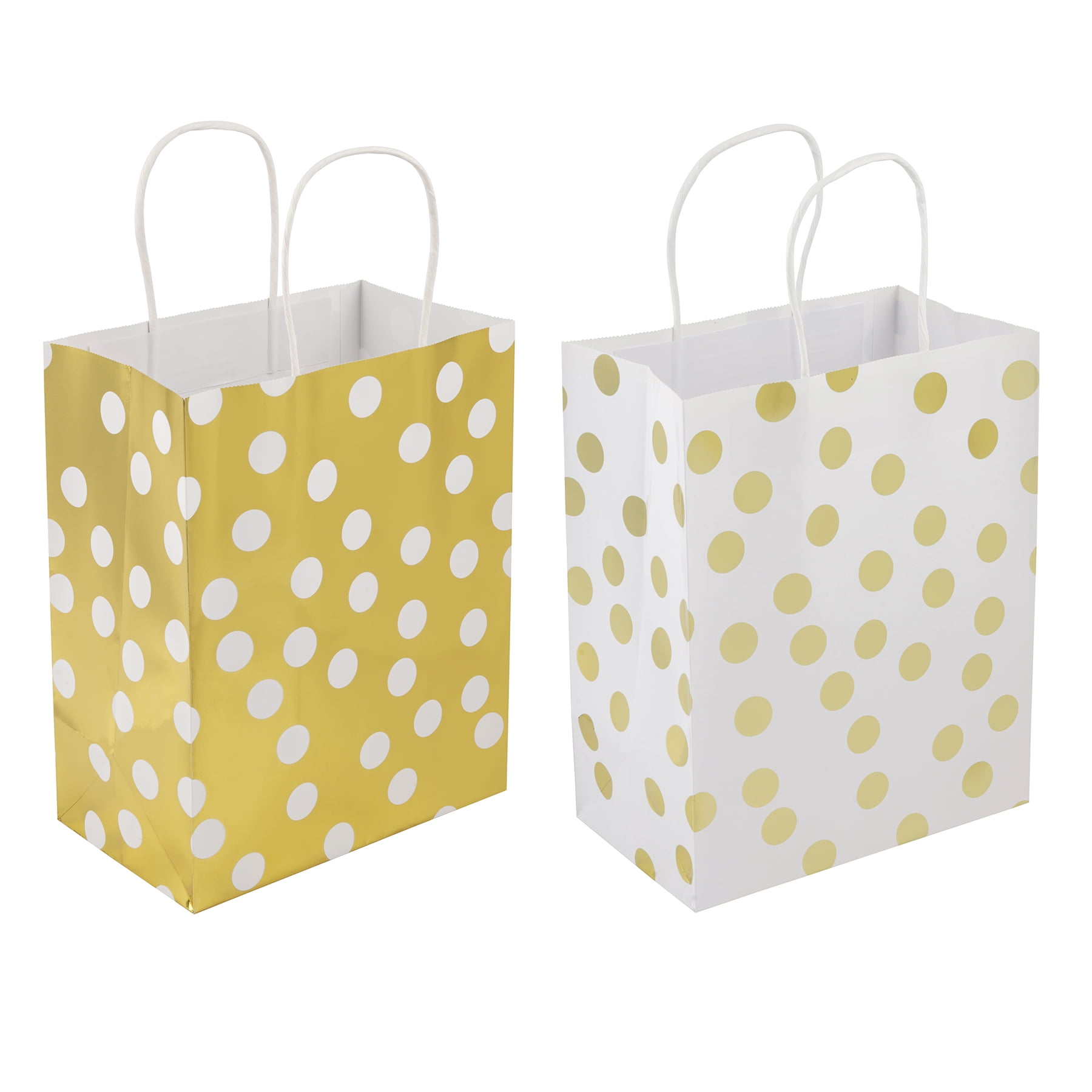 Medium Gold and White Polka Dot Paper Gift Bags