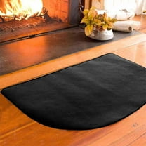Medium Half-Round Fireplace Hearth Mat, 27.56x17.72 Inch Fiberglass Fireproof Rug for Wood Stoves, Flame Retardant Floor Protector Pad, Black