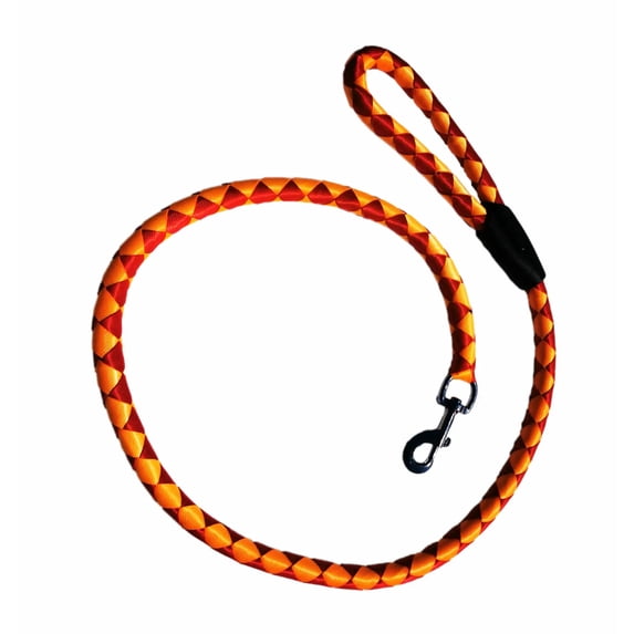 Medium Hand Woven Dog Leash - Orange Yellow
