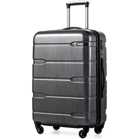 Medium Hardside PC+ABS Carry-On Luggage with TSA Lock and Spinner Wheels, Charcoal, 24-Inch
