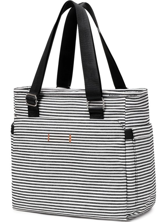 Medium Heavy-Duty Canvas Tote Bag for Women, Multi-Pocket Purse Handbag with Adjustable Top Handle