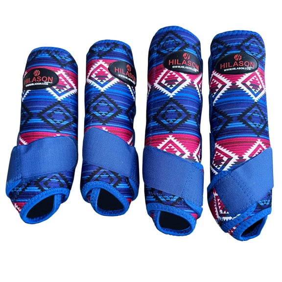 Medium Hilason Horse Front Rear Hind Leg Sport Boots Set of 4 Blue