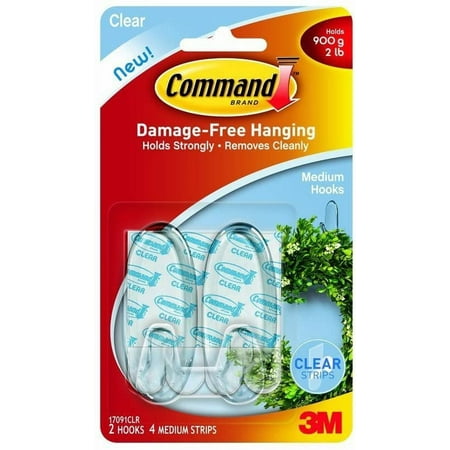 Command Medium Clear Wall Hooks - Easy Installation, Adhesive - 2 Pack, Multicolor, M