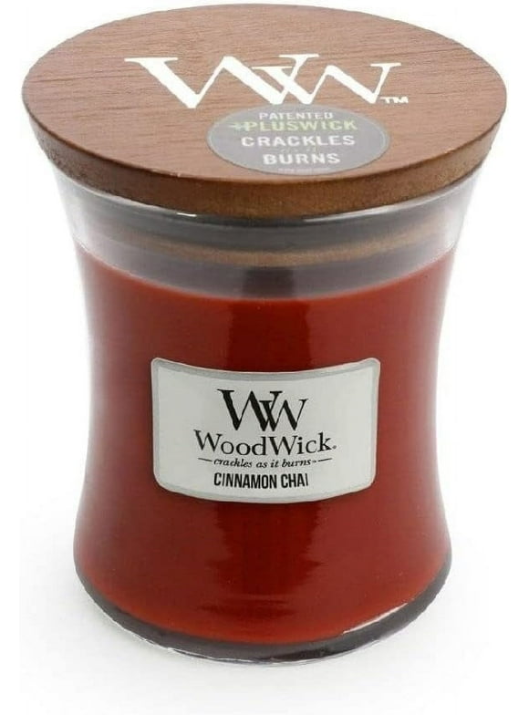 Medium Hourglass Candle, Cinnamon Chai - Premium Soy Blend Wax, Pluswick Innovation Wood Wick, Made In