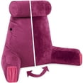 thumbnail image 1 of Medium Husband Pillow Aspen Edition - Pillow With Arms for Reading & Bed Rest - Removable Neck Roll - Premium Shredded Memory Foam - Cover Reverses to Microsuede or Microfiber, Sliding Raspberry, 1 of 8