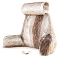 thumbnail image 1 of Medium Husband Pillow - Rare Baby Coyote Fabulous Faux Fur Backrest, Two-tone Reversible Double Sided Reading & Bed Rest Pillow with Arms & Neck Roll, 1 of 1