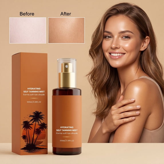 Medium Hydrating Tanning Mist, Natural Even Sunless Tan Spray, Streak Free Self Tanning Mist for Face and Body, Lightweight Quick Drying Formula for Even Long Lasting Bronze Glow