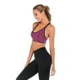 thumbnail image 1 of Medium Impact Support Sports Bra Wireless Padded Full Coverage Front Adjustable Straps Workout Tops, Dark Red, XL, 1 of 7