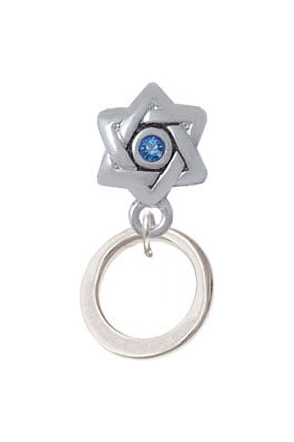 Medium Karma Ring - Star of David with Blue Crystal Charm Bead