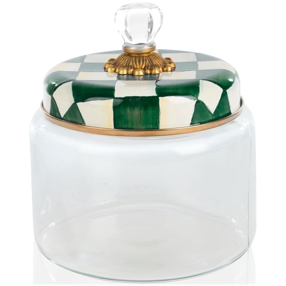 Medium Kitchen Canister with Emerald Check Lid