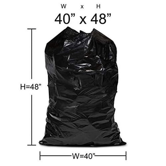 Medium, Large 40 X 48 Black Trash Can Liner, 40-45 Gal Garbage Bags, 22 Micron 0.90 Mil Thick for Homes/Offices/Bathrooms/Hospitals/Hotels/Gyms, Indoor/Outdoor Use 150 Per, Roll