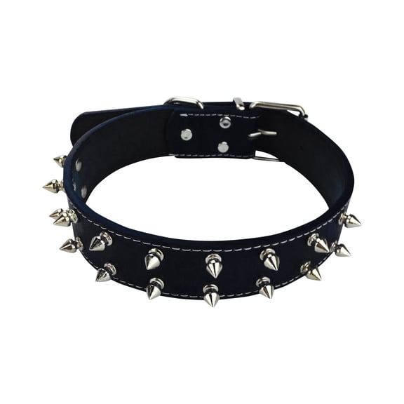 Medium & Large-Sized Dog Collar with Rivets, Pet Collar, Punk-Style Rivets Pet Dog Collar, Adjustable Soft Pu Leather Dog Collar, Fashionable Dog Decorative Collar, Black