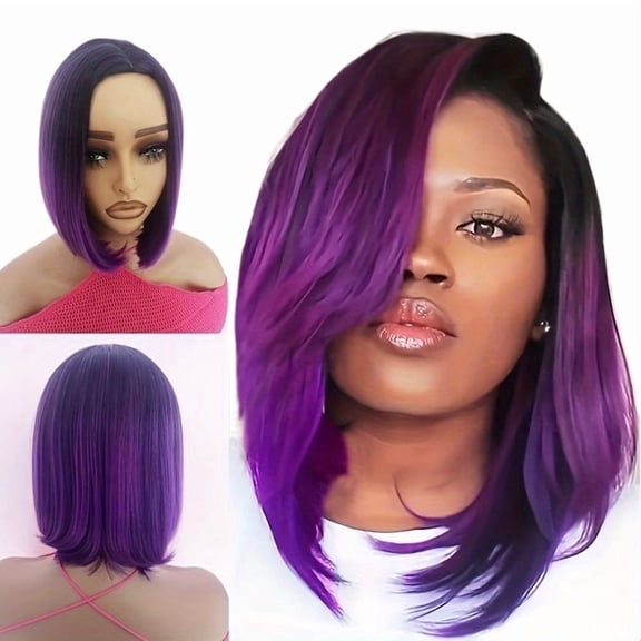 Medium-Length Straight Hair Wig for Women with Side-Swept Bangs - Ideal for Work and Daily Use